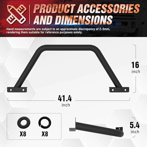 Image of Bull Bar Grille Brush Guard with Light Mount Compatible with 2021 2022 2023 2024 2025 2026 Ford Bronco (for Modular Steel Front Bumper ONLY) Rock Off-Road Front Bumper Rack Push Bar-Black