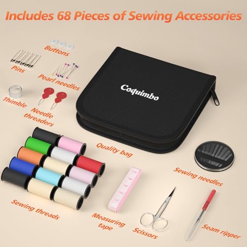Coquimbo Travel Sewing Kit Accessories DIY Sewing Supplies Portable Sewing Set with Carrying Case for Home, Travel, Adults, Beginners, Camping and Emergency Use