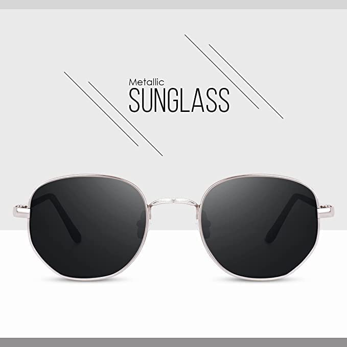Image of PATHAN SHAH RUKH KHAN Inspired UV Protected Unisex Sunglasses | Hexagonal Design SRK PATHAN Eyewear | Silver
