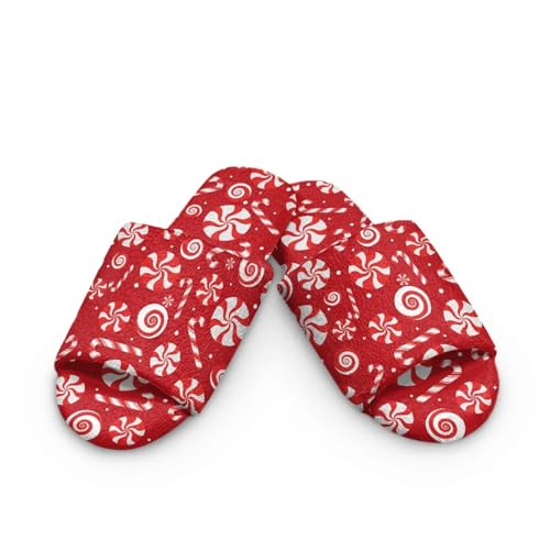 Christmas Theme Women's Flannel Soft House Slippers Indoor Outdoor Fuzzy Memory Foam Open Toe Slippers2