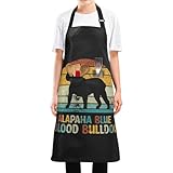 Adjustable Waterproof Oil Resistant Apron Bib Apron with 2 Pockets, Alapaha-blue-blood-bulldog-print Cooking Kitchen Aprons for Chef Women Men
