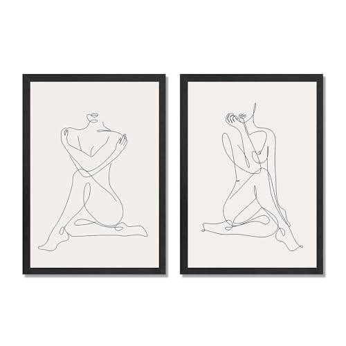 Abstract Woman Line Wall Art,Minimalist Body Drawing Posters,Black and White