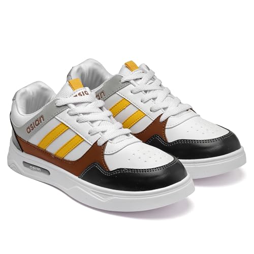 Image of ASIAN Men's BOSTON-02 White Casual Sneaker Shoes with Synthetic Upper Lightweight Comfortable Mid Top Sneaker Shoes for Men's & Boy's