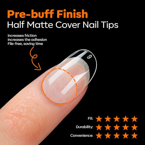 Image of Modelones Short Oval Nail Tips Pre-shaped Soft Gel Fake Nails False Acrylic | Fake Nails False Acrylic Clear Full Cover Press on Extension Kit Gel Manicure DIY at Home 216PCS 12Sizes
