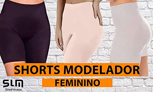 Kit com 02 Shorts Cintura Alta Cinta Modeladora Com Alta Compressão Redutor Medidas Preto EGG