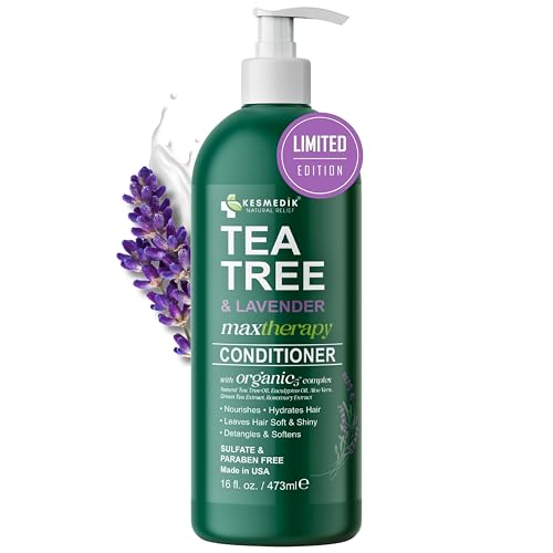 KESMEDIK Tea Tree Lavender Mint Conditioner Moisturizing Conditioner for Coarse & Dry Damaged Hair Hydrates & Soothes Itchy Dry Scalp Detangles & Controls Frizz 16 fl oz