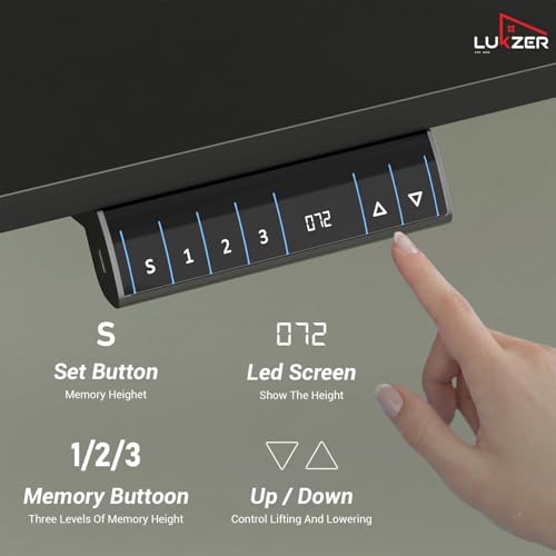 Image of Lukzer Electric Height Adjustable Desk with USB & Type-C Port 3 Memory Preset Advance Controller Ergonomic Work from Home Study Table (EST-003 /UC-Black & Black /120 x 60 cm) DIY with 3-Year Warranty