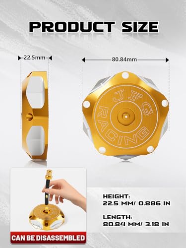 Image of JFG RACING Billet ATV Gas Fuel Tank Cap Cover For YFZ 450,YFZ450x,Banshee 350 200,Raptor 660 350 250,Warrior 350 450,Kodiak 400,Grizzly 660 450 400 350 300,TTR250,YZ426F (Gold)