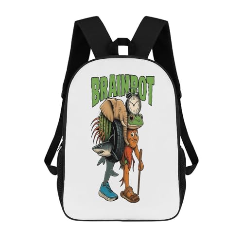Italian-Brainrot Merch 17 Inch Shoulder Backpack Italian-Brainrot Meme Water Resistant Lightweight Daypack - Main Image