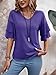 FUNBANG V Neck Tees T Shirts Short Sleeve Womens Fashion Double Tiered Ruffle 3/4 Sleeve Tops Bell Blouses Loose Fit Lightweight Casual Tunic Spring Summer Outfits Clothes 2026,Purple,XL