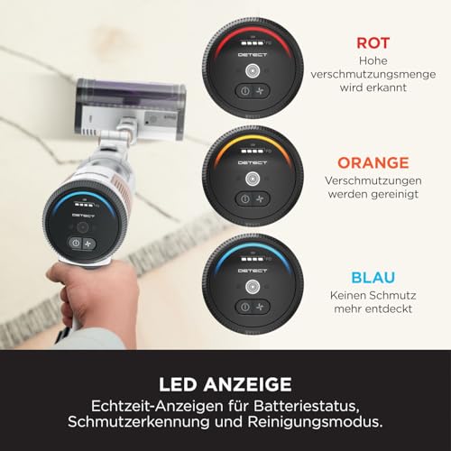 Shark Detect Clean & Empty Akku-Staubsauger, kraftvolle Saugkraft mit DirtDetect-Technologie, selbstleerender 2-l-Basisstation, 60 Min. Laufzeit, Anti Hair Wrap, Staub-Fugendüse, Weiß IW3612EU 6