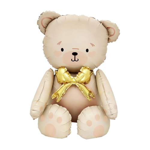 YUVKIN Ballon en Aluminium XXL, Ballon Ours Mignon en Forme de Teddybear pour Baby Shower, Décoration Anniversaire Garçon et Fille, Ballon Gonflable Naissance Fille...