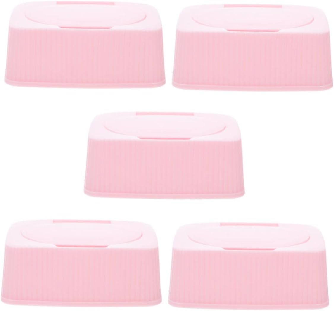 Healifty 5pcs Wipe Storage Box Wipes Portable Wipes Case Bathroom Wipes Holder Wipe Container for Diaper Bag Travel Tissue Holder Wipe Tissue Storage Case Pink Pp