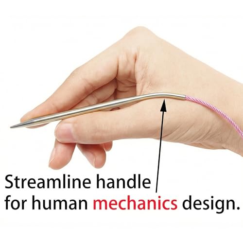 Image of cuteDIY Size 9 Circular Knitting Needles 16 Inch Set Round Metal Kit (Etched US&mm, Color-Coded Cable, Smooth Join)