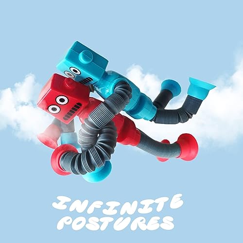 Ugj UGJ-004 Bendable Robot Figures Set Of 4, Flexible Suction Cup Men, Fidget Pop Tubes Sensory Toys thumb #3