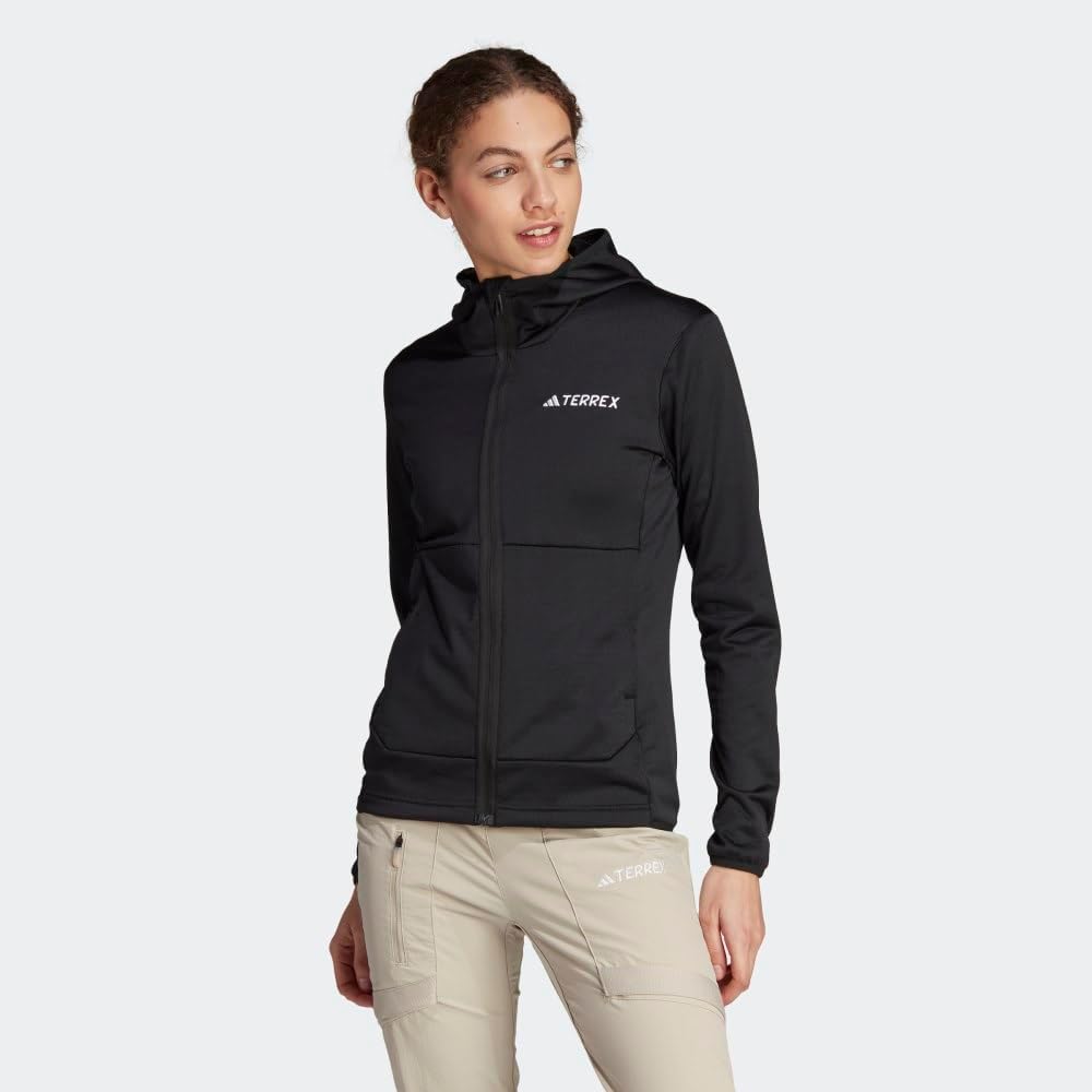 adidas Women's Terrex Xperior Light Fleece Hooded Jacket X-Large Black image 2 of 10 B0BHMWBQXR