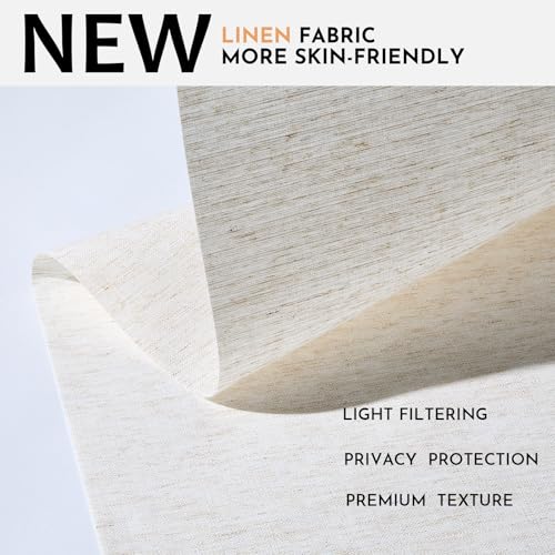 Image of Persilux Light Filtering Roller Shades for Window Blinds,Cordless,Linen Fabric,Thermal Insulated Fabric UV Protection Shades for Home,Office,Bedroom,Door,Light Filtering-Cream,30 inch W X 72 inch H