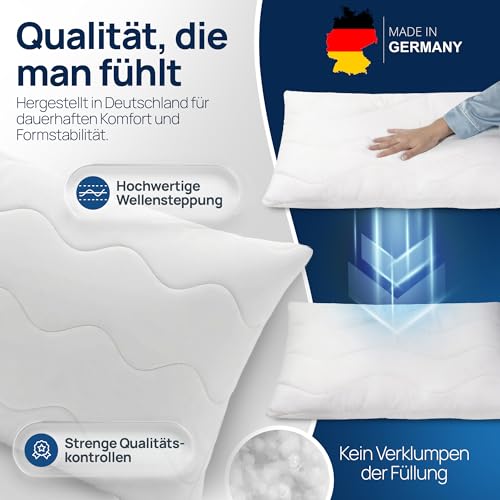 LILENO HOME Allergiker Kopfkissen 40x80 (1er Set) – 95°C waschbar, OekoTex & Made in DE – Kissen 40x80 mit praller Füllung für himmlischen Schlaf – Haut schmeichelndes & geruchsfreies Pillow 4