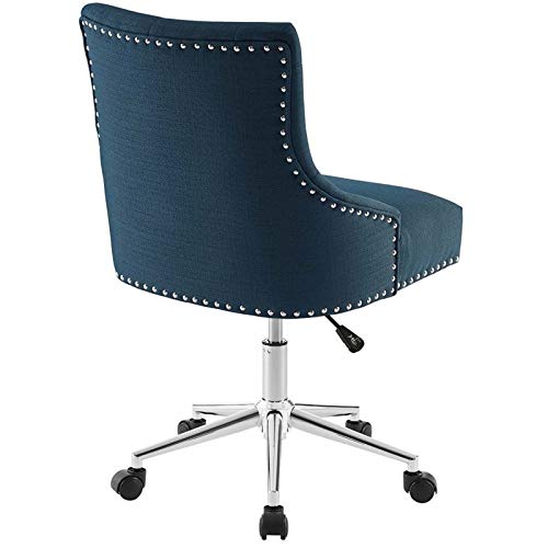 Modway Regent Tufted Button Upholstered Fabric Swivel Office Chair With Nailhead Trim In Azure #TOP3