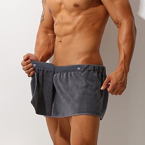 2 Pack Men Soft Wearable Bath Towel Short Pants Soft Mircofiber Swimming Beach Towel Blanket Toalla De Playa (White+Grey) #TOP4