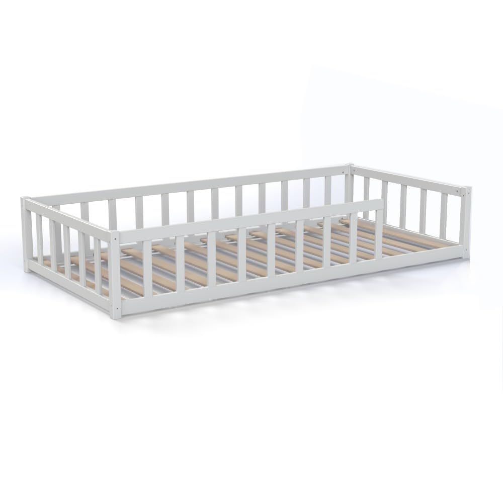 Cama Nino 90x190 Weber Industries z Somier y Barrera Blanco