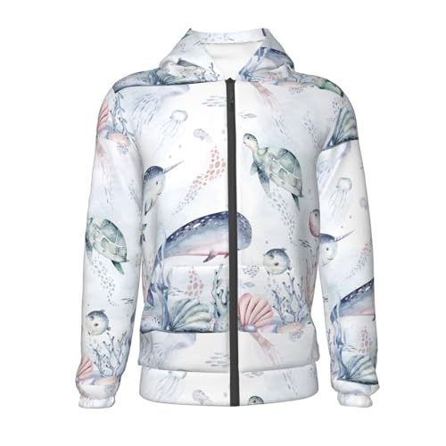 Sea Animals Kid Hoodies Boys Zip Up Sweatshirts Girls Pullover with Pocket2