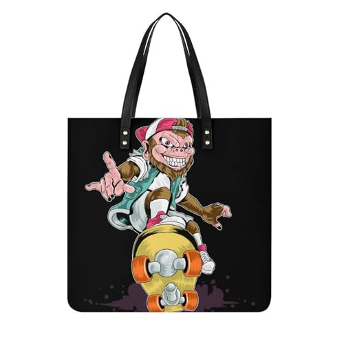 Sac à bandoulière singe skateboard femmes solide et spacieux de 39x39cm pour voyager