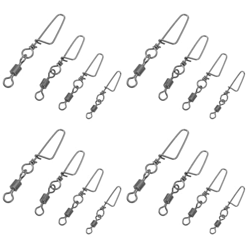 Homoyoyo Eslabones Giratorios de Pesca Cojinetes de Bolas de Acero Inoxidable, Clip de Presión Resistente, Pack 40 Unidades (2/, 1/,) para Agua Salada y Dulce, Conectores Rápidos