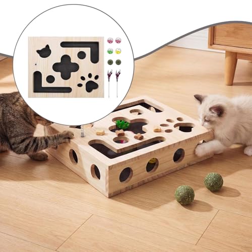 Entrenamiento mental para gatos con laberinto desmontable de madera 6
