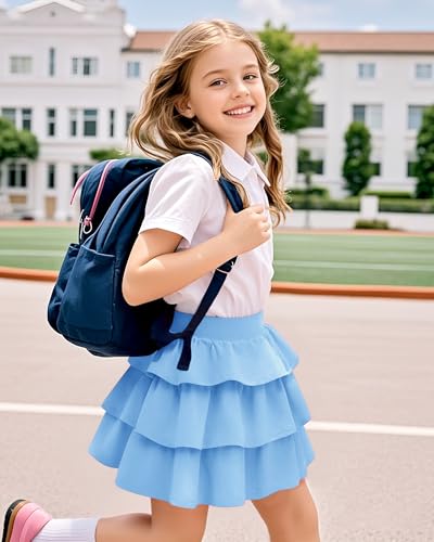 Image of KEREDA Girls Skirt Kids Casual 3-Layer Ruffle Skort School Uniform Skirts for Girls