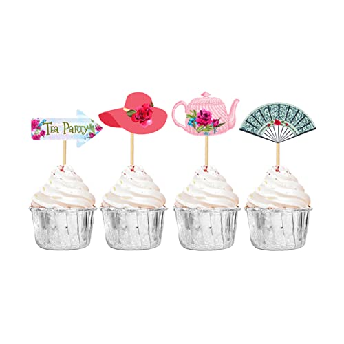 ABOOFAN 36 Peças de Bolo de Festa de Chá Picaretas para Decoração de Cupcake Adorável