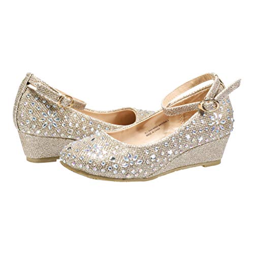 Toddler, Little and Big Girl Mary Jane Dress Shoe Rhinestones - Victoria