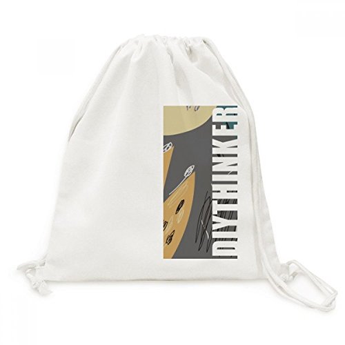 Sac à dos cordon toile plantes gris abstrait pour ranger vos affaires