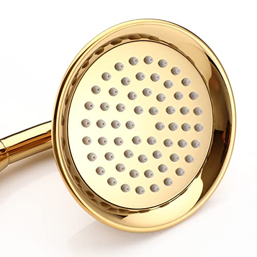Wussh 3.85 Inch Classic Traditional Brass Telephone Hand Shower Head Polished Gold and Ceramic Handheld Showerheads - Image 3