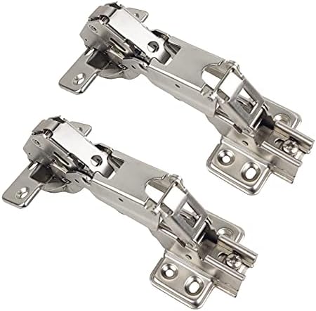 KUANMIN 2 PCS Cabinet Hinges, 165 Degree 2 Sections Strenght Kitchen Cabinet Hinges, Self Close Pack of 2 Cabinet Hinges (Half Overlay)