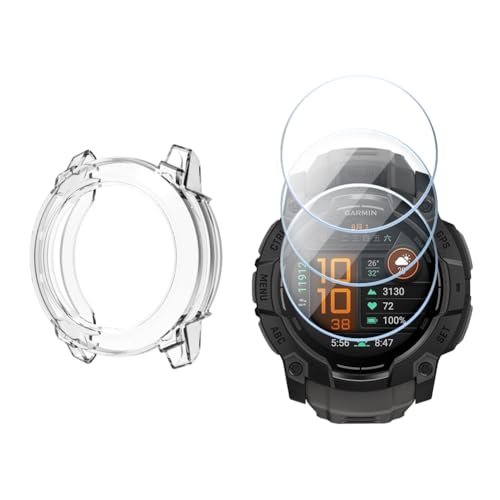 Protection Garmin Instinct 3 50mm solaire : film verre trempé 9H et coque TPU transparent