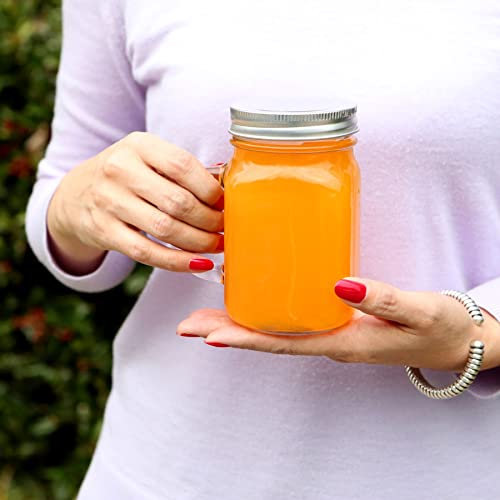Kate Aspen 12 Oz. Mason Jar Mugs With Handles & Solid Lid (Set Of 6)| Kitchen Drinking Glass Cups | Diy Baby Shower Favors, Candy Jars, Rustic Wedding Decor And Party Favors #TOP6