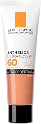 La Roche-Posay, Ultra Cover, Protetor Solar com Cor e Performance de Maquiagem, 12h de cobertura de base em uma única camada, Textura Fluida, Oil free, Toque Seco, FPS60, 30g