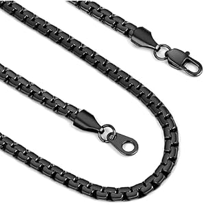 FindChic Necklace for Men, Stainless Steel Flat Link Chain, Silver/Gold/Black Chain Necklace, 2mm/4mm/6mm/8mm Width, No Tarnish & Hypoallergenic Hip Hop Mens Jewelry, 14"-30", with Gift Box