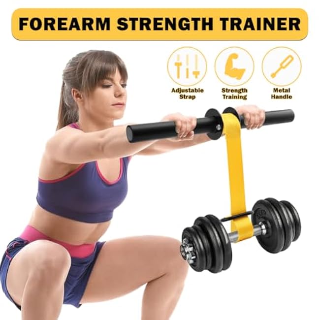 Forearm Strengthener and Wrist Roller Anti-Slip Handles Forearm Strengthener with 43.3 In Or 51.2 In Ultra-Strong Nylon Strap Wrist Roller Forearm Exerciser
