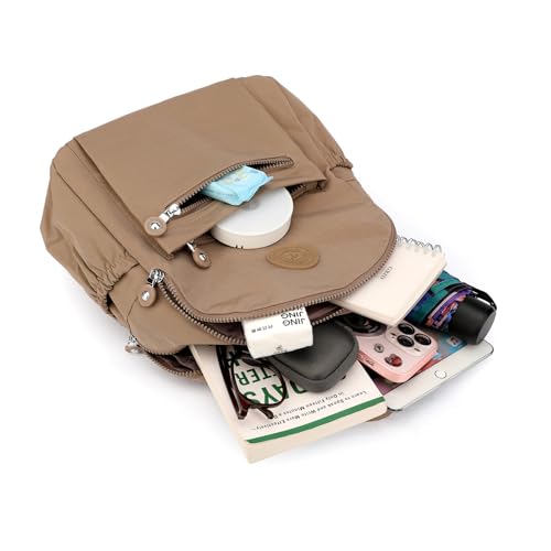 Image of Tanweibago Mini Nylon Women Backpacks,11L Small Ladies backpacks Casual Lightweight Women Shopping Travel Daypack (Beige)