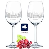 Leonardo Weinglas mit Gravur - Skyline Dortmund im Set - Geschenk für Anspruchsvolle & Weingenießer - Souvenir Andenken Stadt Mitbringsel - Geburtstagsgeschenk