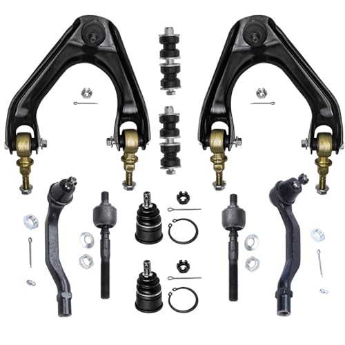 Image of Detroit Axle - 10pc Front End Suspension Kit for 1990-1993 Honda Accord 2 Upper Control Arms w /Ball Joints Assembly 2 Lower Ball Joints 2 Sway Bars 4 Inner Outer Tie Rods 1991 1992 Replacement