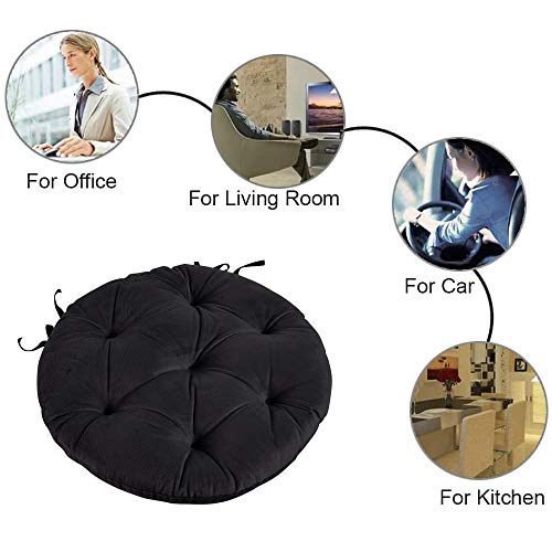 Big Hippo Chair Pads With Ties, Soft 17-Inch Round Thicken Chair Pads Seat Cushion Pillow For Garden Patio Home Kitchen Office Or Car Sitting(Black) #TOP1