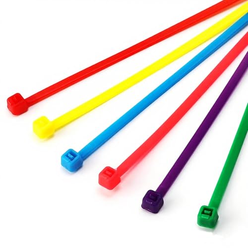 Small 4 inch Multicolor [Zip Cable Tie]s 480pcs Assorted Color for Marking Chickens Legs or Deco Mesh Wreath Supplies Pink,Red, Purple, Yellow, Blue,Green by ELECALL - Used condition - Image 5