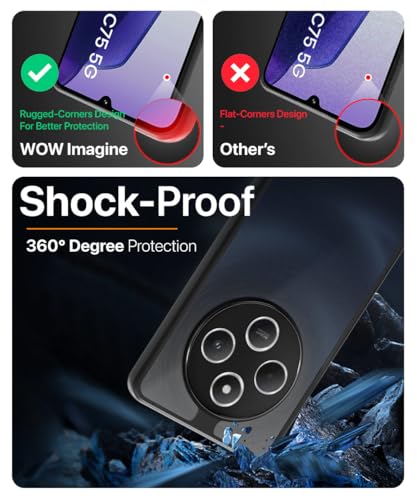 Image of WOW IMAGINE Translucent Hybrid Back Case Cover for Redmi A4 5G | Poco C75 5G | Redmi 14C 5G Smoked Matte Back | Shock Proof 360 Degree Protection | Protective Hard Case - Matte Black