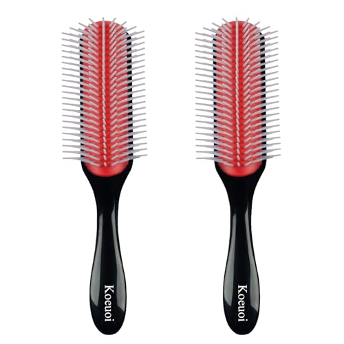 Koeuoi Classic Styling Curly Hair Brush. 9 Row Black Brush for Detangling, Separating, Shaping. For Women and Men Wet or Dry Hair 1 piece