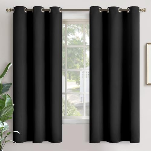 Image of YoungsTex Blackout Curtains 68 Inches Length - Thermal Insulated with Grommet Room Darkening Window Drapes for Living Room Bedroom, 2 Panels, 42 x 68 Inch, Black