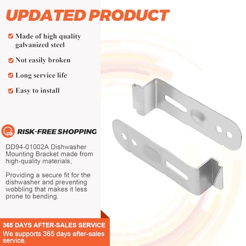 DD94-01002A Dishwasher Assembly-Install Kit UPGRADE Fits for Samsung Dishwashers Mounting Bracket Replaces AP4450818 2077601 PS4222710 EAP4222710, Includes 2 x Mounting Brackets, 6 x Mounting Screws
