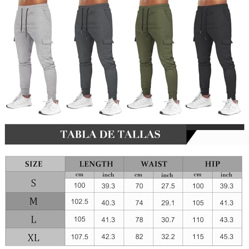 Suwangi Mens Jogger Tracksuit Bottoms Jogging Sweatpants Gym Athletic Slim Fit Cotton Casual Elastic Waistband Trousers with Multi Pocket Black - Image 7
